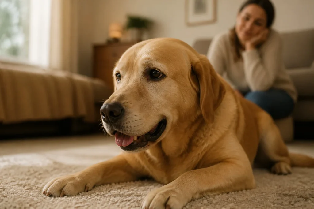 Chien reposant regard attentif