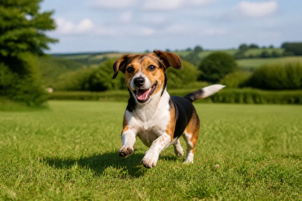 Jackshund joyeux en pleine course